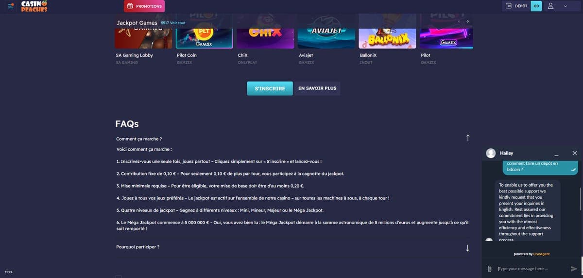 Support client Hype Kasino Casino