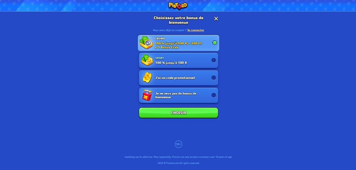 Inscription Pistolo Casino