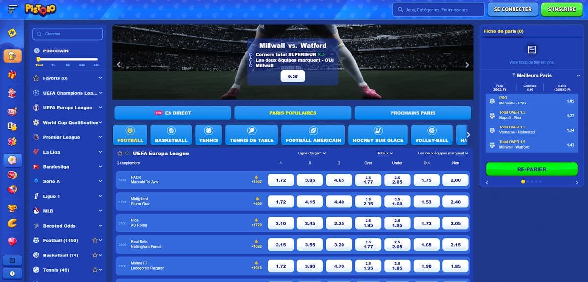 Paris sportifs Pistolo Casino