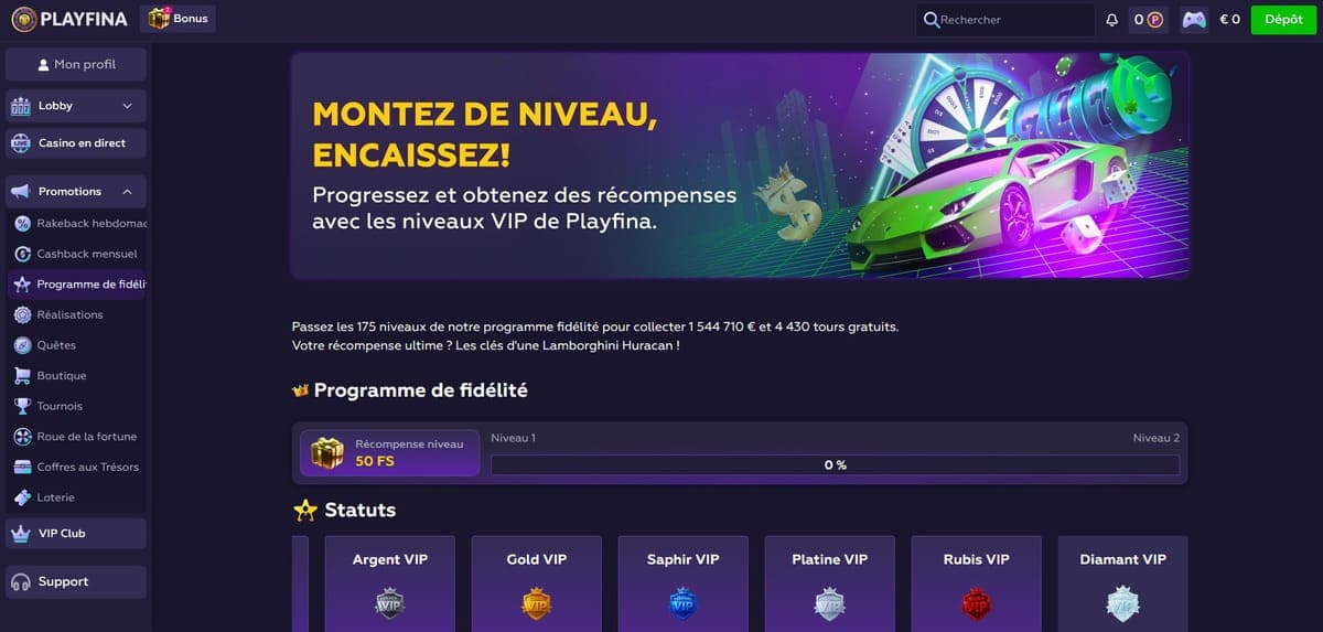 Fidélité PlayFina Casino