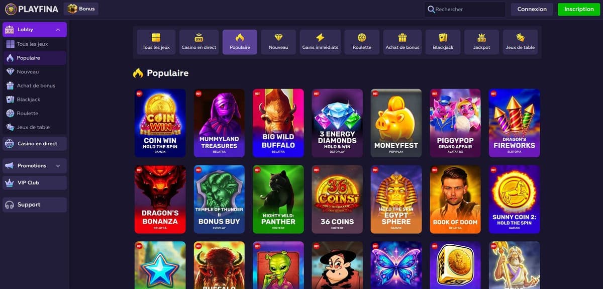 Machines à sous PlayFina Casino