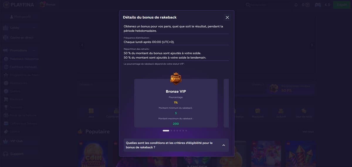 Rakeback PlayFina Casino