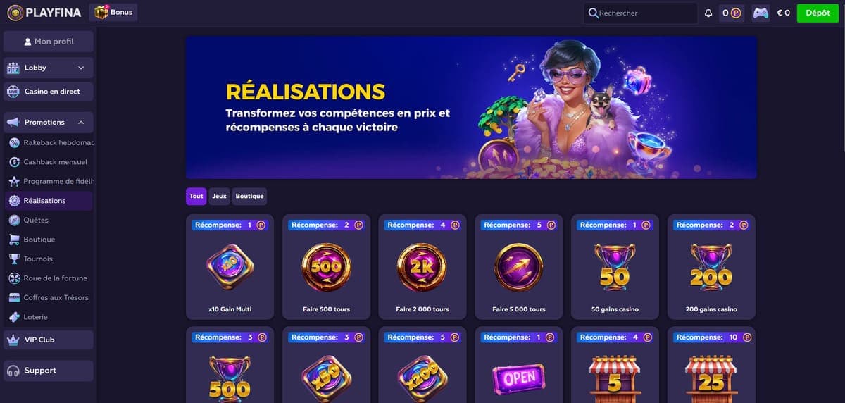 Réalisations PlayFina Casino