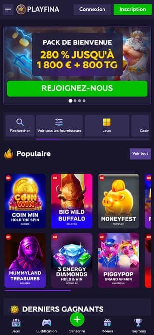 Playfina casino application