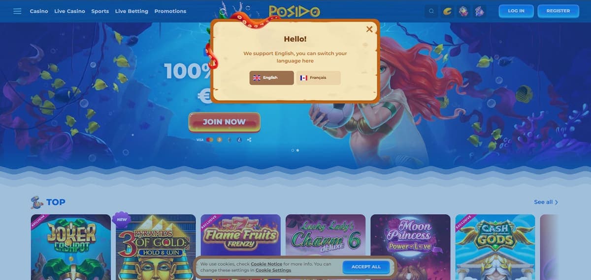 inscription choix langue Posido