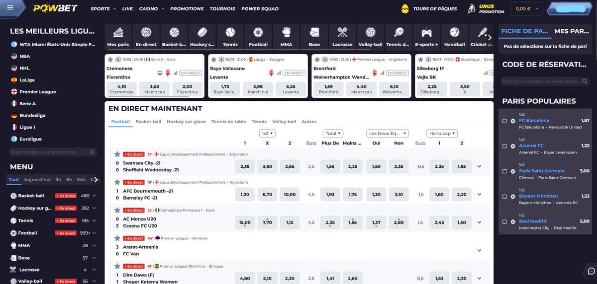 Paris sportifs Powbet Casino