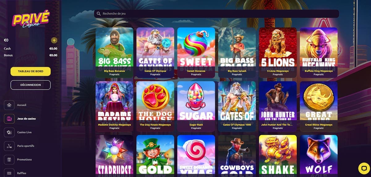 Machines à sous Privé casino