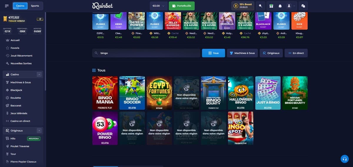 Autres jeux Rainbet Casino