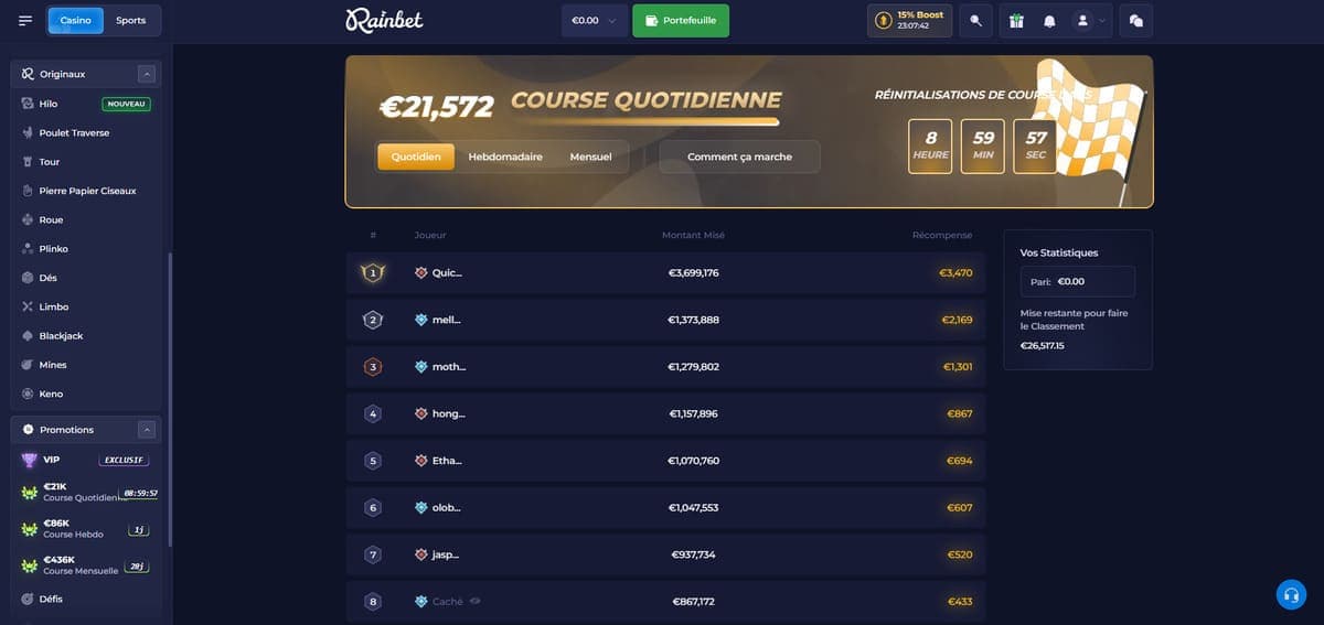 Courses Rainbet Casino