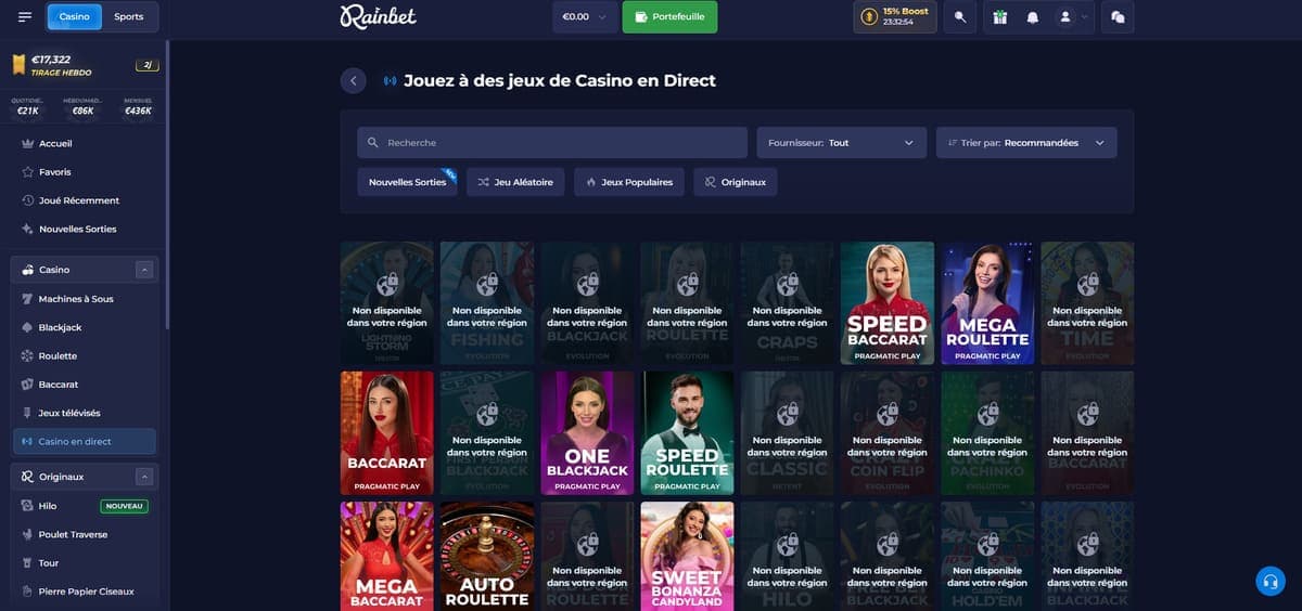 Live Rainbet Casino