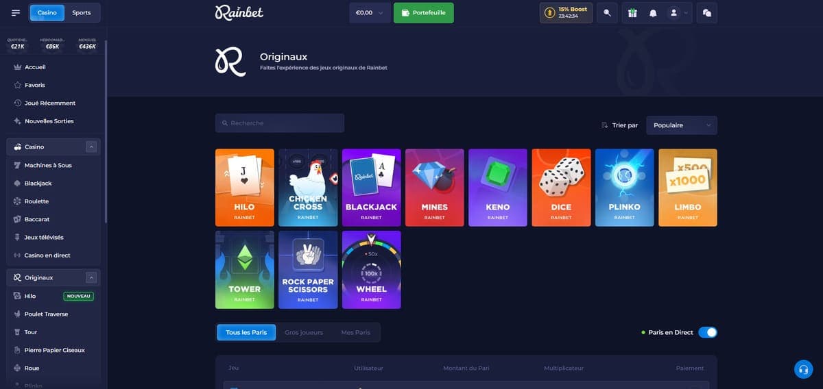 Originaux Rainbet Casino