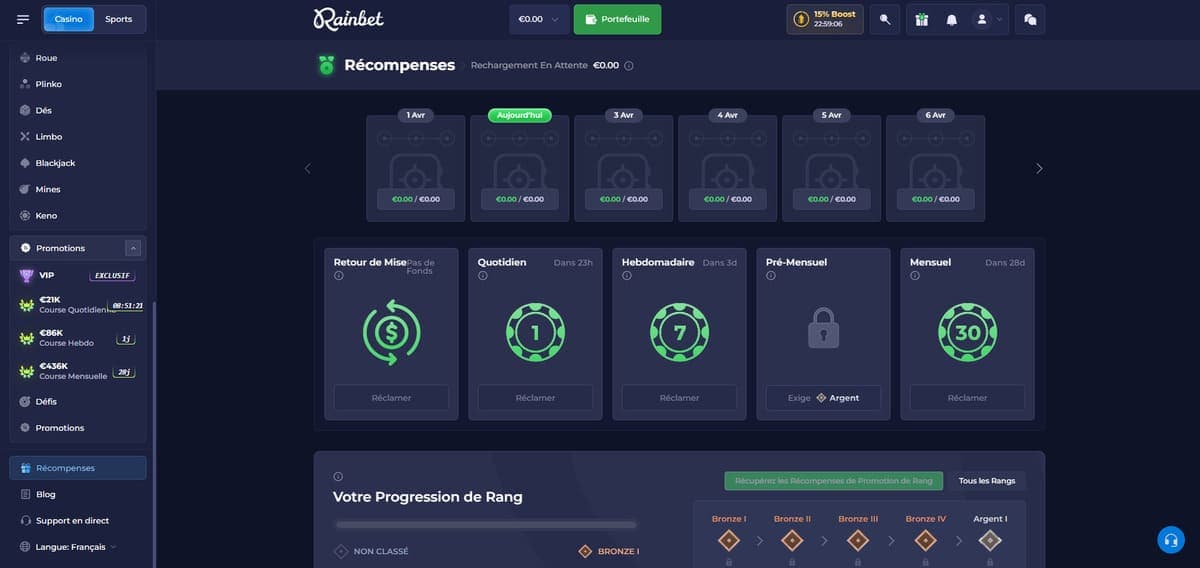 Récompenses Rainbet Casino