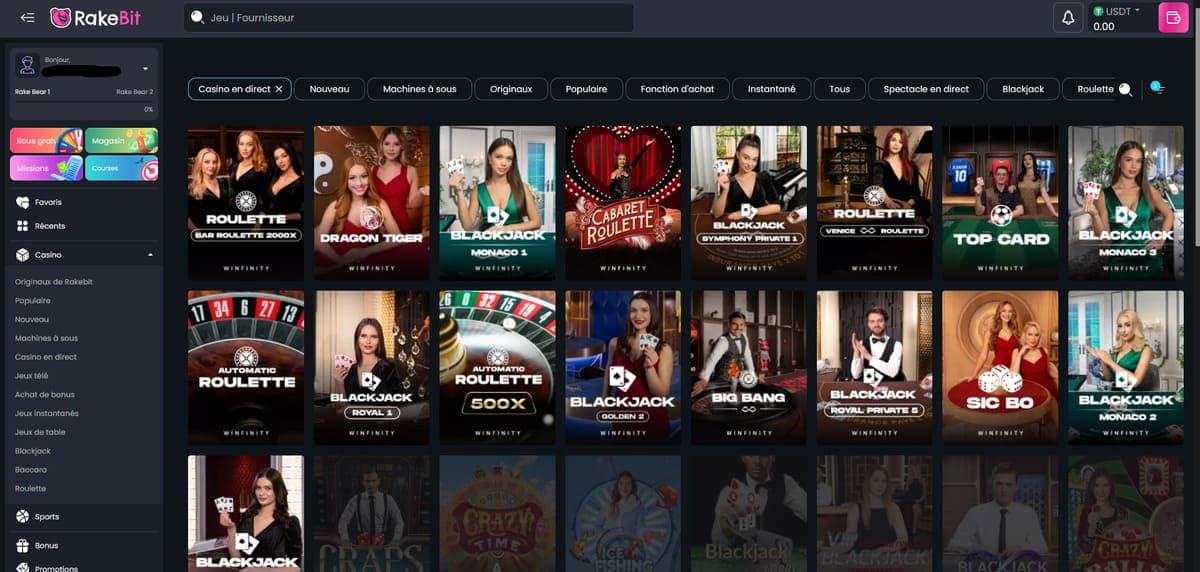 Casino en live Rakebit Casino