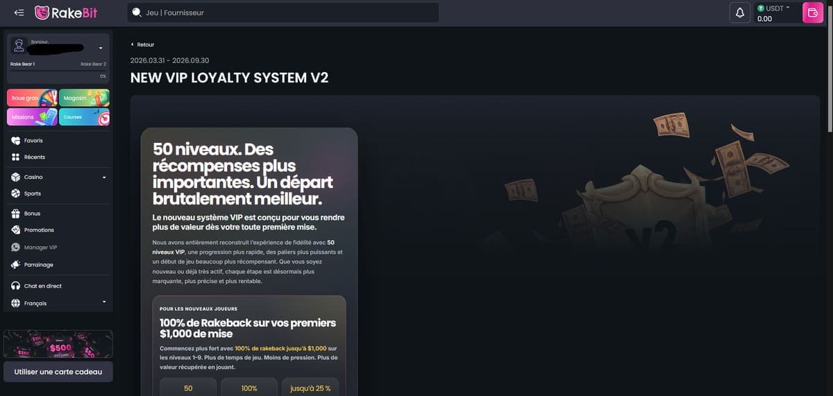 Programme VIP Rakebit Casino
