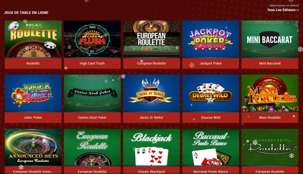 Jeux de table Rant casino