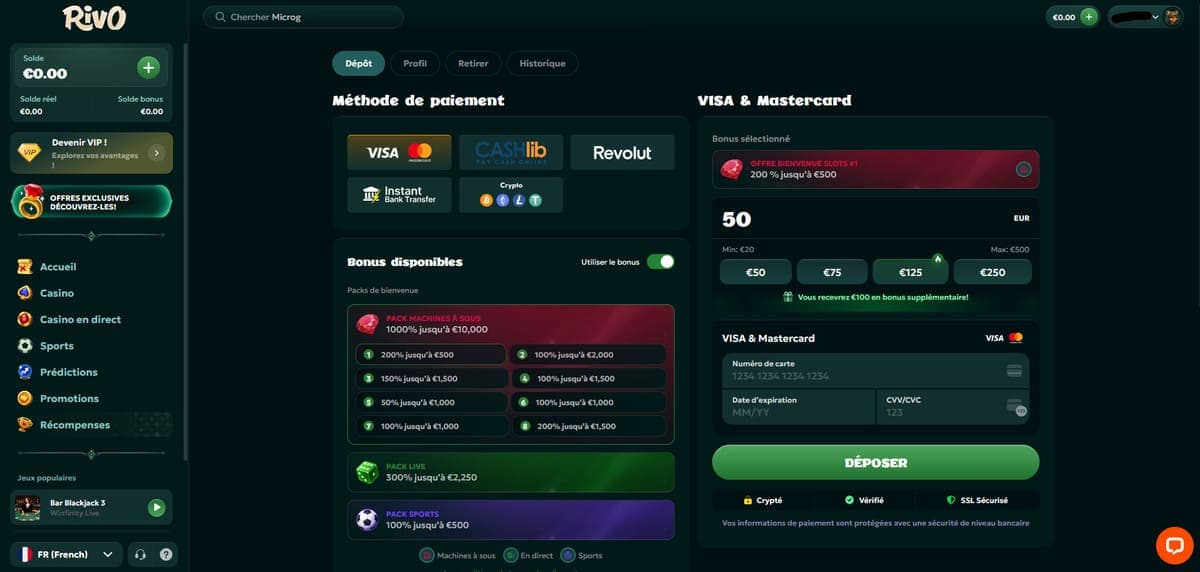 Dépôt Rivo Casino