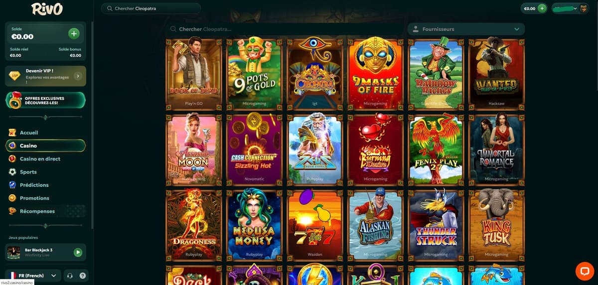 Jeu solo Rivo Casino