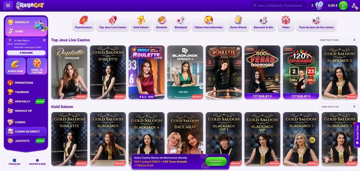 Live casino Robocat Casino