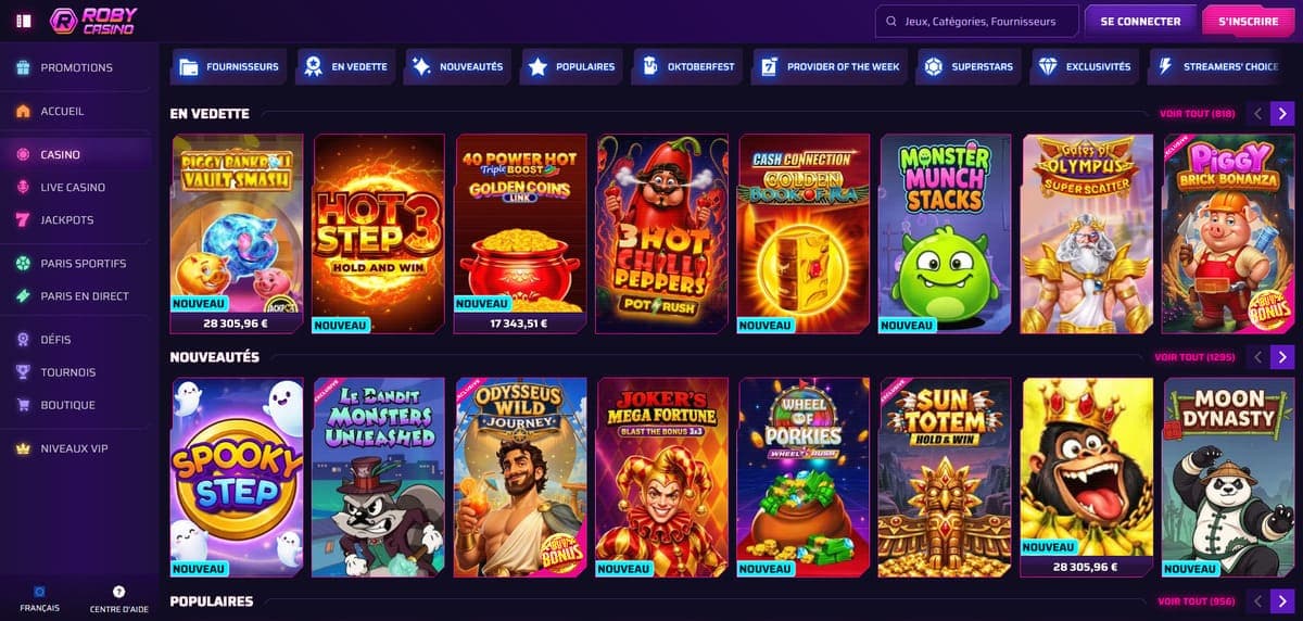 Selection casino Roby Casino