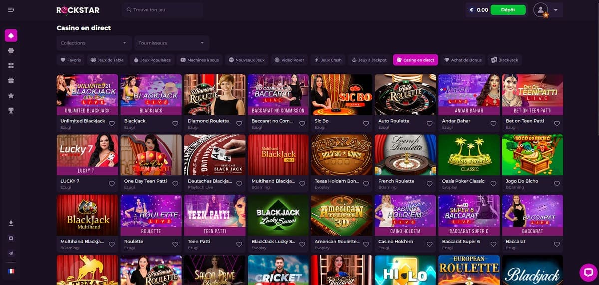 Casino en direct Rockstar Casino