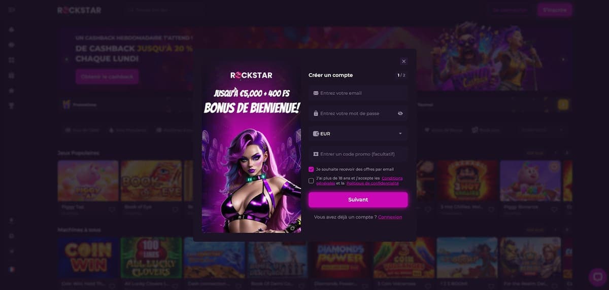 Inscription Rockstar Casino