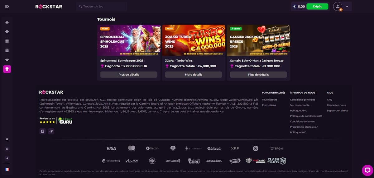 Tournois Rockstar Casino