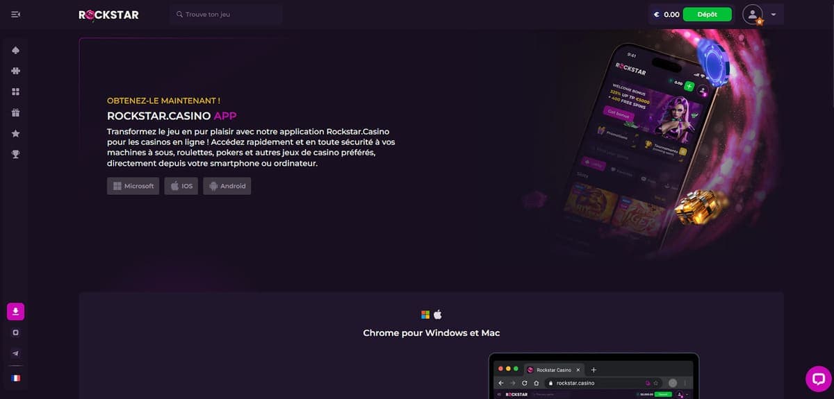 Version mobile Rockstar Casino