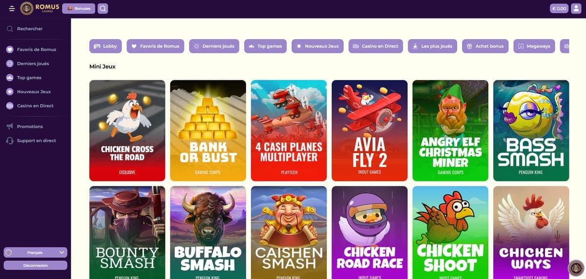 Mini jeux Romus Casino