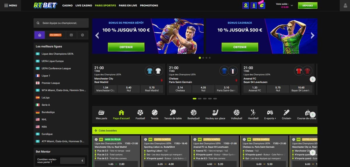 Paris sportifs RTbet Casino