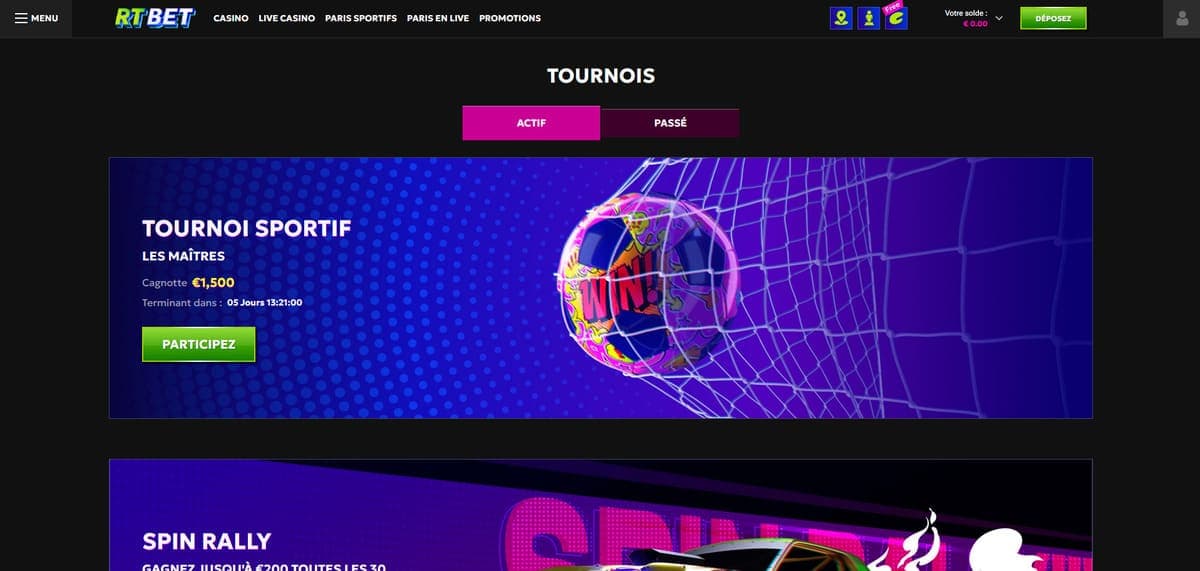 Tournois RTbet Casino