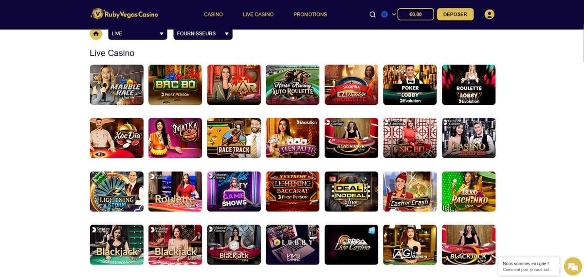 Casino live RubyVegas Casino