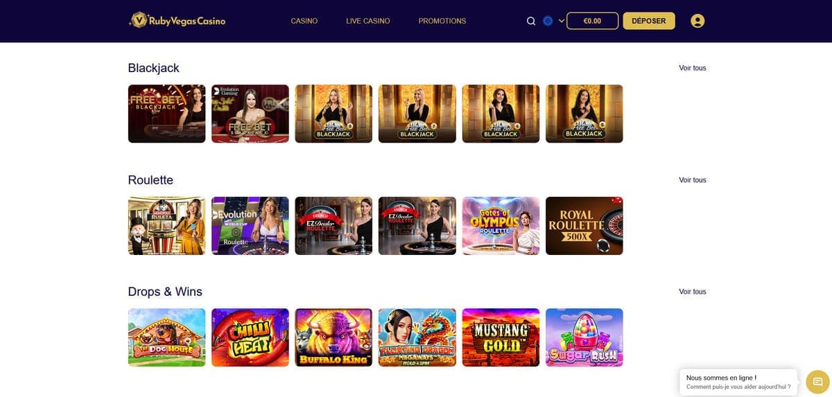 Jeux solitaires RubyVegas Casino