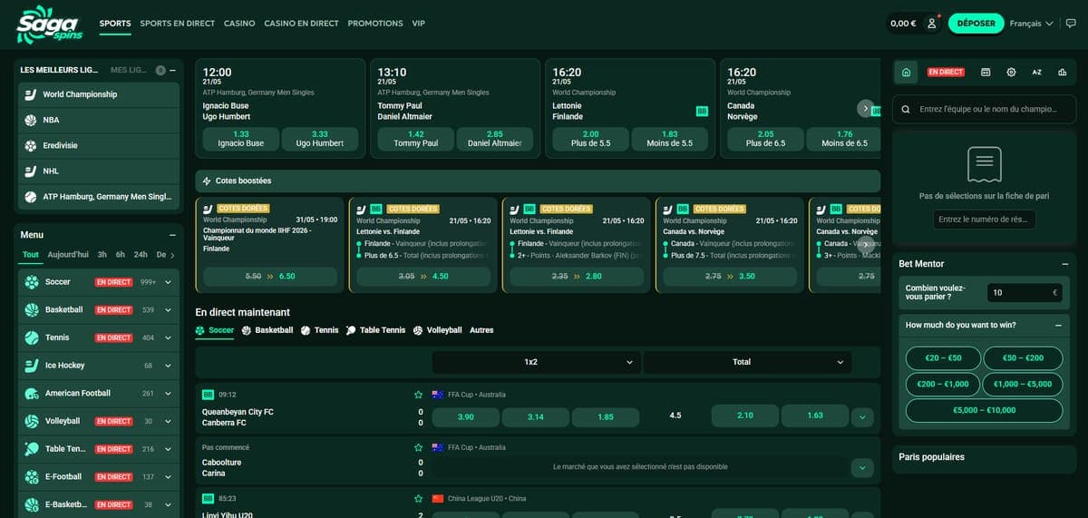 Bookmaking SagaSpins Casino