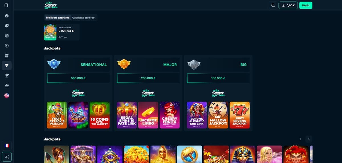 Jackpots SagaSpins Casino