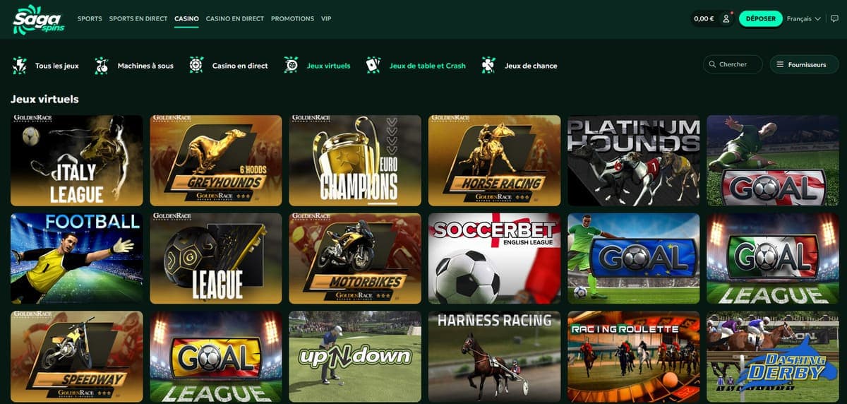 Ligues virtuelles SagaSpins Casino