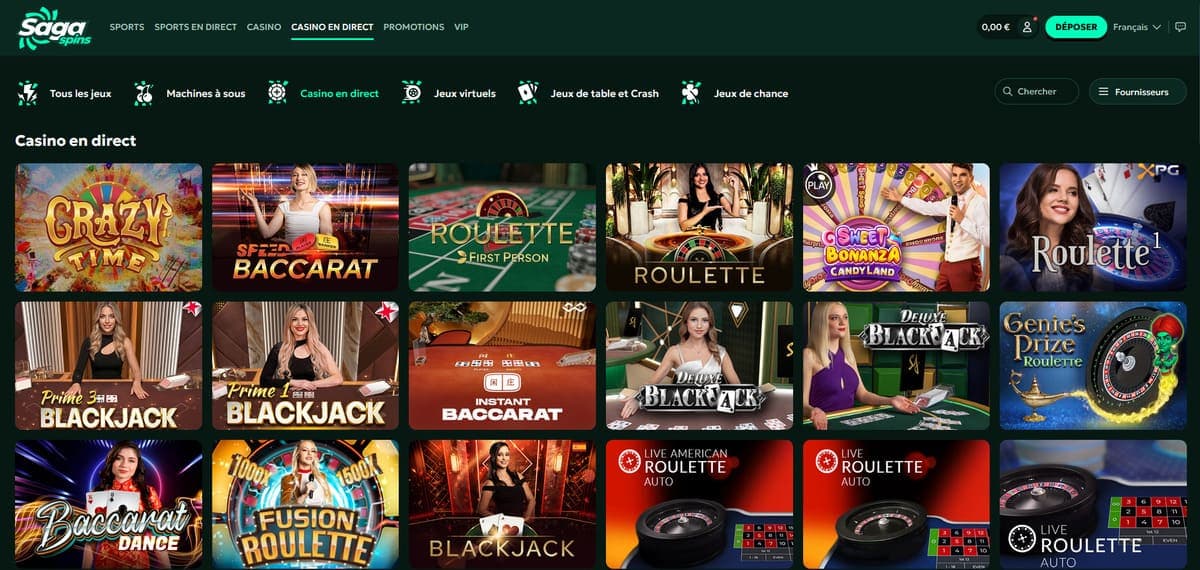 Live SagaSpins Casino
