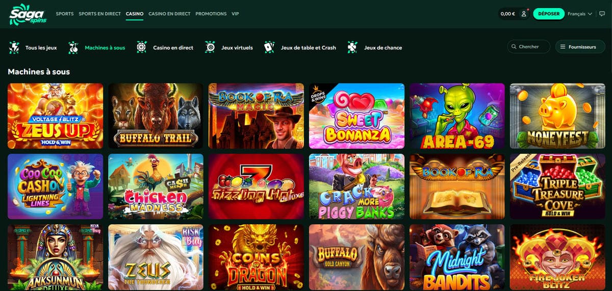 Machines à sous SagaSpins Casino