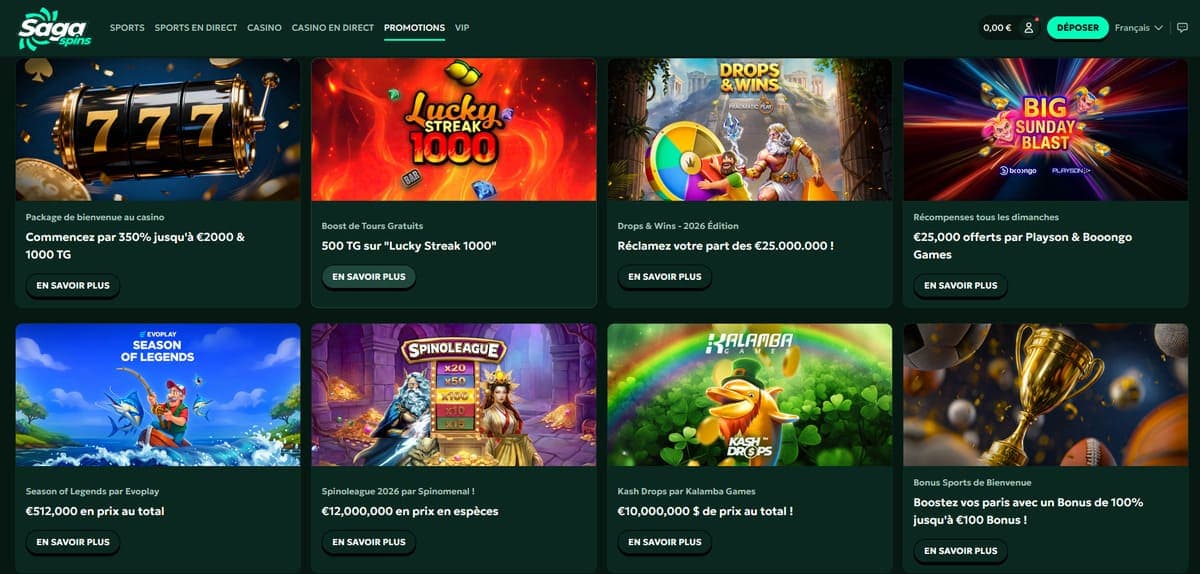 Tournois SagaSpins Casino