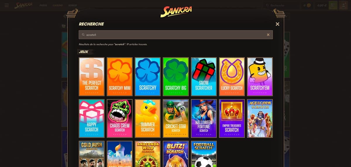 Autres jeux Sankra Casino