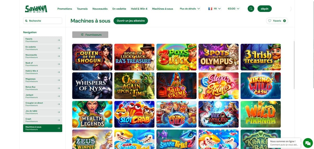 Machines à sous Savanna Wins Casino