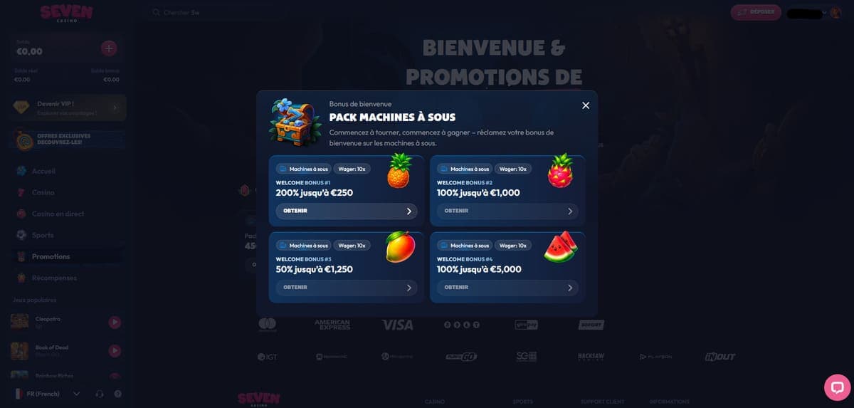 Bonus bienvenue Seven Casino