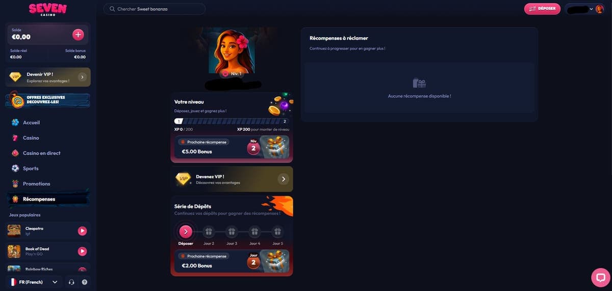 Récompenses Seven Casino
