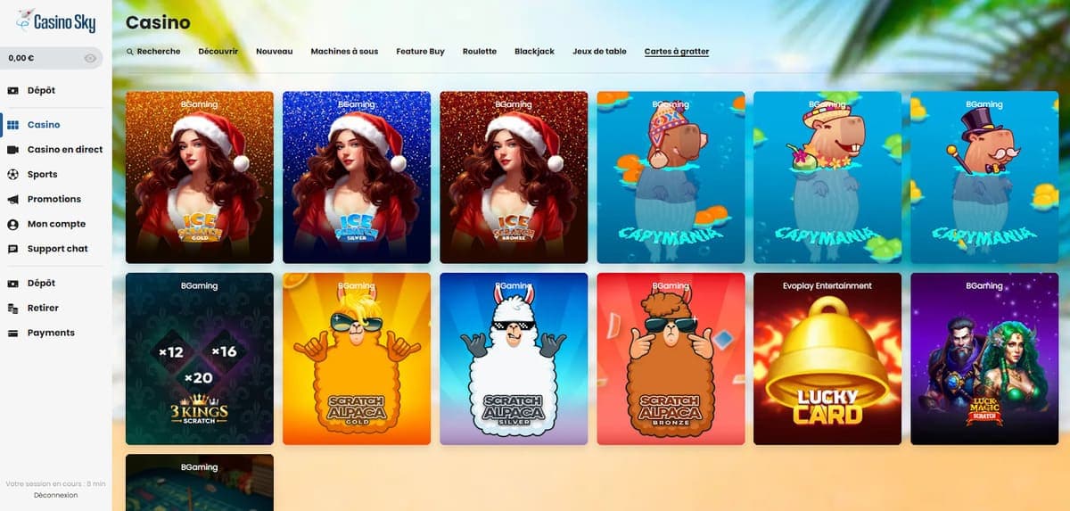 Cartes à gratter CasinoSky Casino