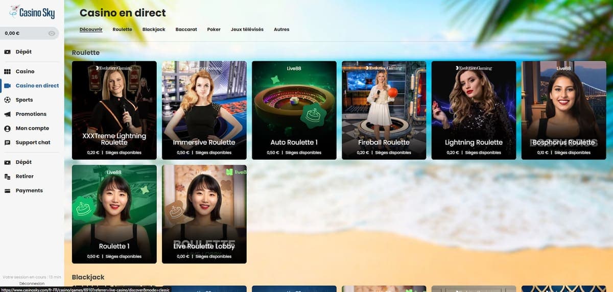 Casino en direct CasinoSky Casino
