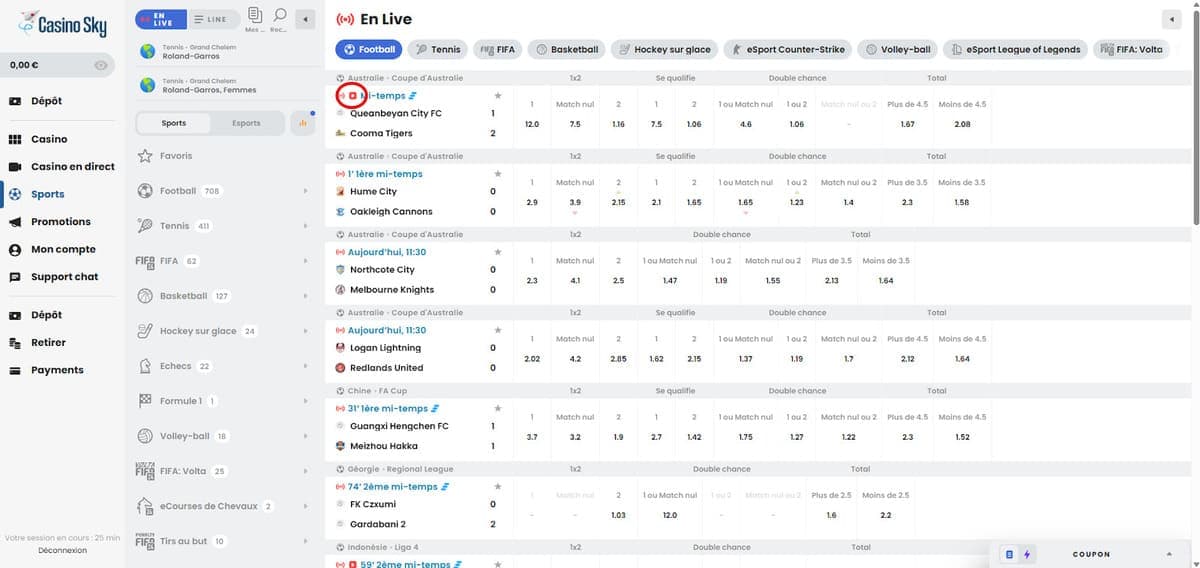 Paris en live CasinoSky Casino