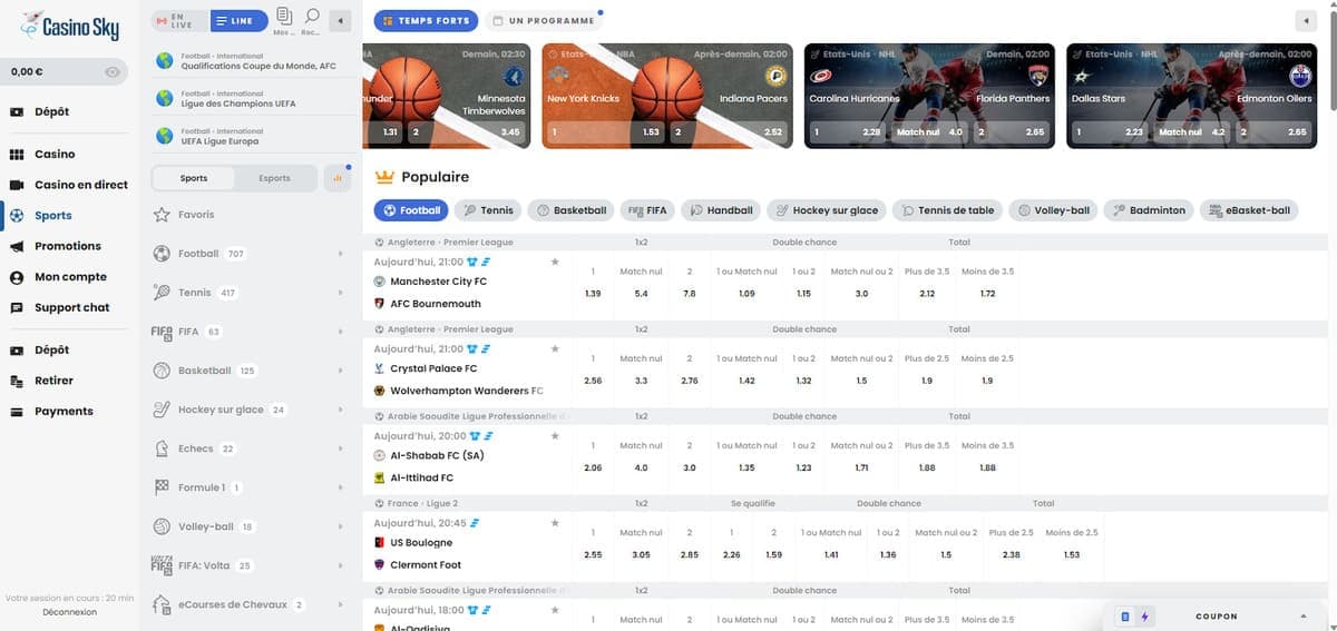 Paris sportifs CasinoSky Casino