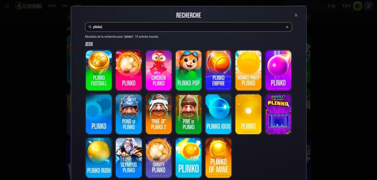 Mini jeux Slim King Casino