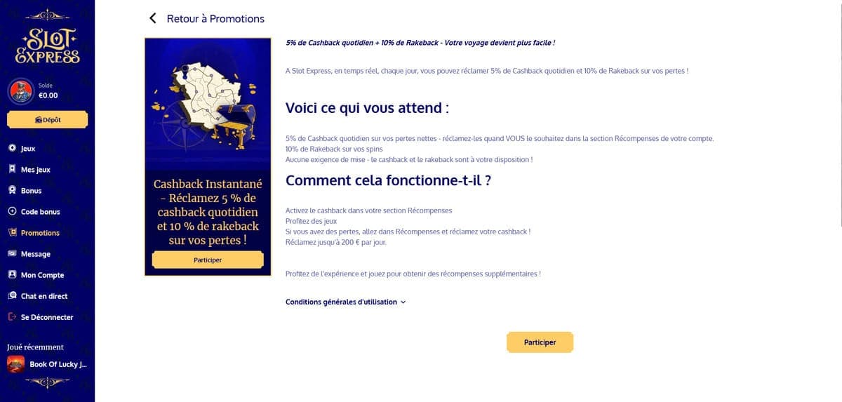 Cashback SlotExpress Casino