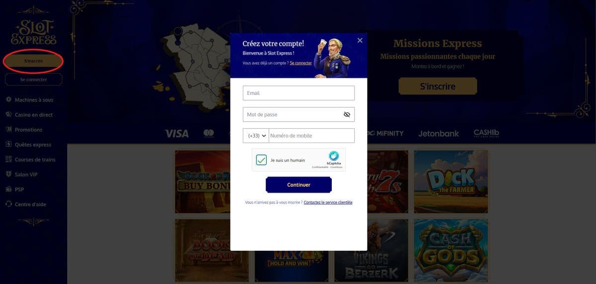 Inscription SlotExpress Casino