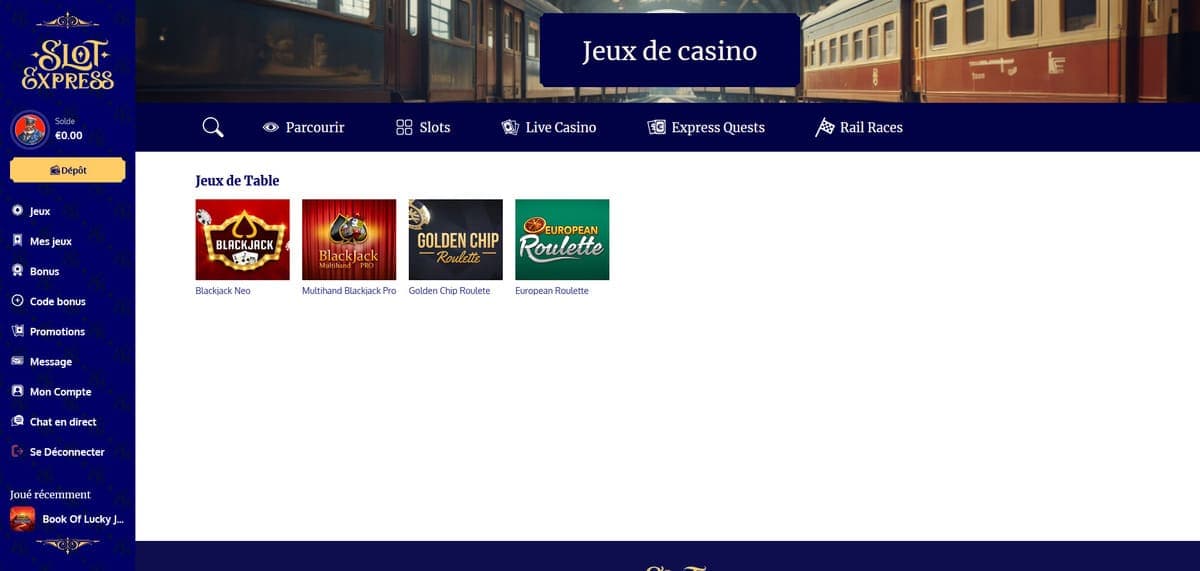 Jeux de table SlotExpress Casino